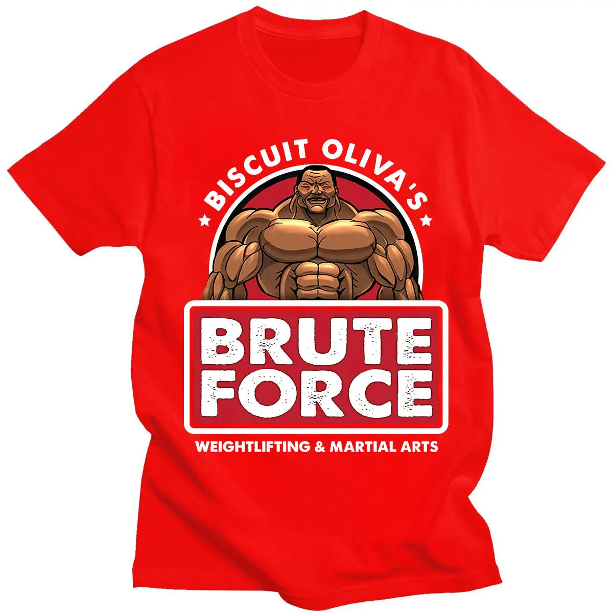Baki: Biscuit Oliva Brute Force Newest TShirts Grappler Baki Hanma Yujiro Dou Manga Men Harajuku Fabric Streetwear Round Neck T Shirt