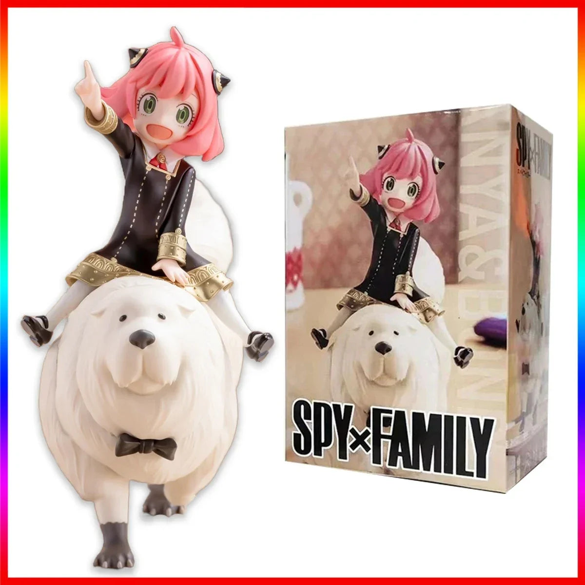 SPY x FAMILY: 14CM Anime Figure Anya Forger Cute PVC Action Model Riding Dog Bond Collectible Gift