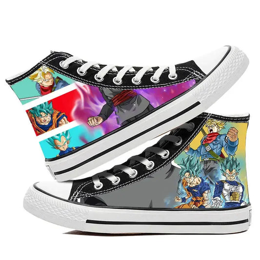 Dragon Ball: Hand-painted graffiti printing men's high-top canvas shoes goku
