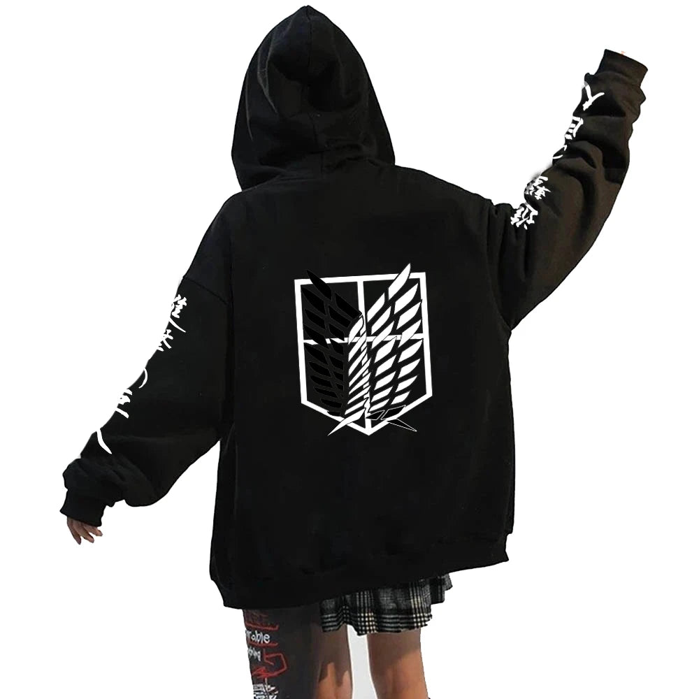 Attack On Titan Zipper: Hoodies Wings Of Liberty Graphic Print Hooded Plus Size Sweatshirts Harajuku Zip Up Jacket