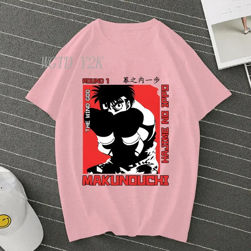 Hajime No Ippo: Kamogawa Boxing Gym T Shirt Men Women Crew Neck Casual Tops Tees Makunouchi Takamura KGB Graphic T-Shirts
