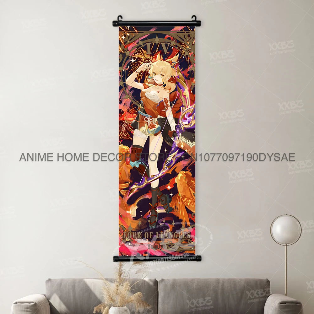 Genshin Impact: Posters Kamizato Ayaka Home Decor Klee Decorative Painting Barbara Scrolls Picture Arataki Itto Wall Artwork Sayu