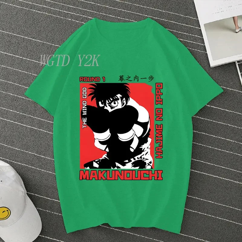 Hajime No Ippo: Kamogawa Boxing Gym T Shirt Men Women Crew Neck Casual Tops Tees Makunouchi Takamura KGB Graphic T-Shirts