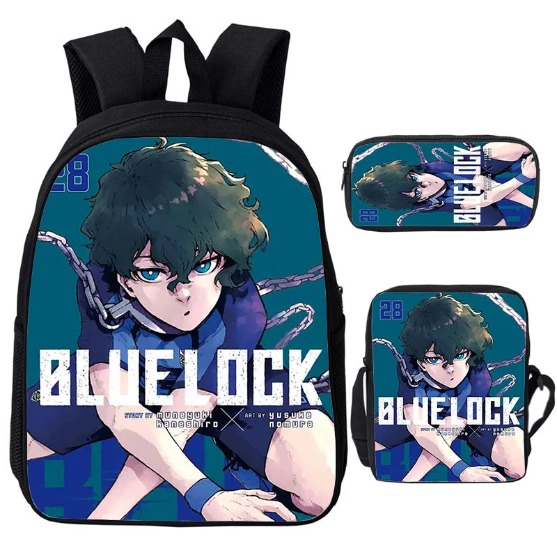 Blue Lock: Isagi Yoichi Backpack Shoulder Bag Pencil Case 3Pcs Set Waterproof Boys Girls Students School Bags Child Bookbag