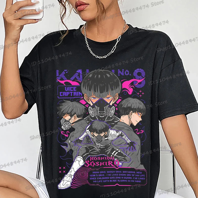 Kaiju No 8: Graphic T Shirt Casual Fashion Short Sleeve Cotton Shirt Soshiro Hoshina Funny Men Women Manga Tshirt