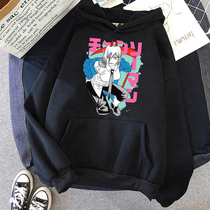 Chainsaw Man: Plus Size Sweatshirt Harajuku Long Sleeve Pullover Casual Streetwear Clothes Tops