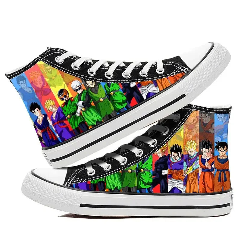 Dragon Ball: Hand-painted graffiti printing men's high-top canvas shoes goku