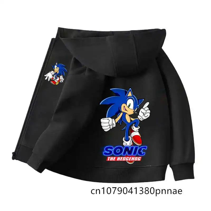 Sonic The Hedgehog: Zipper Hoodie Set Zipper Hoodie Fashion Coat Kids Cartoon Teen Tracksuits Toddler Clothe Sport Suit