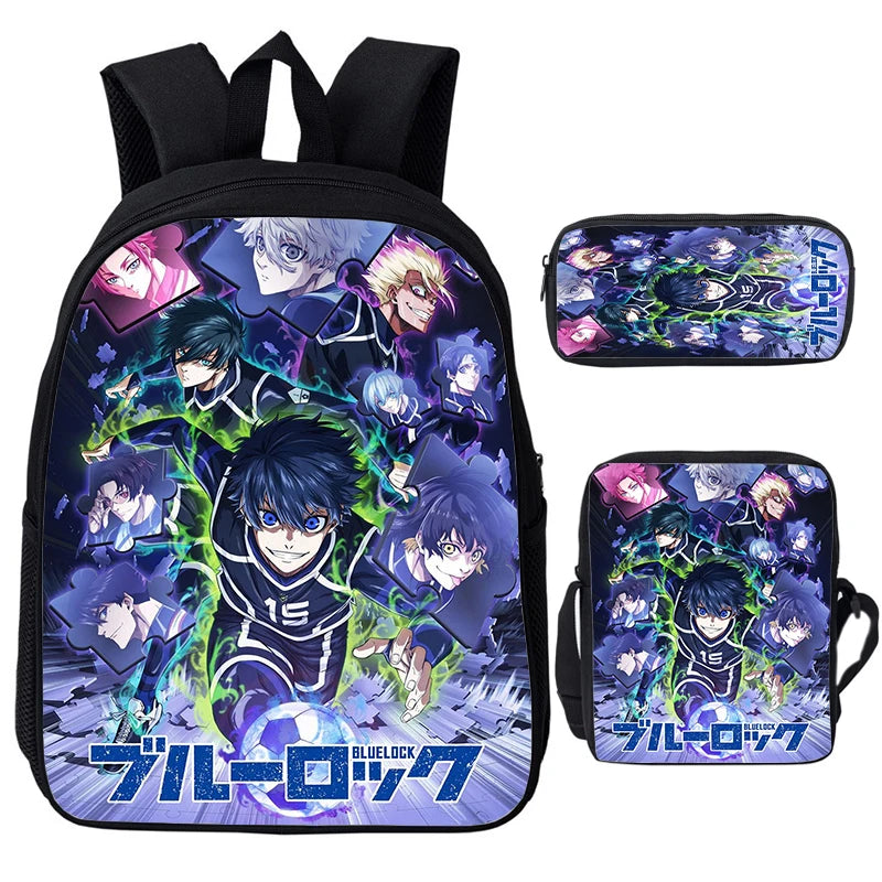 Blue Lock: Isagi Yoichi Backpack Shoulder Bag Pencil Case 3Pcs Set Waterproof Boys Girls Students School Bags Child Bookbag