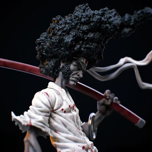 Afro Samurai: 1/24 75mm Japan Samurai Wild-curl Up Resin Model Soldiers Samurai Desktop Figurine White Model 75mm DIY Coloring Figurines Craft