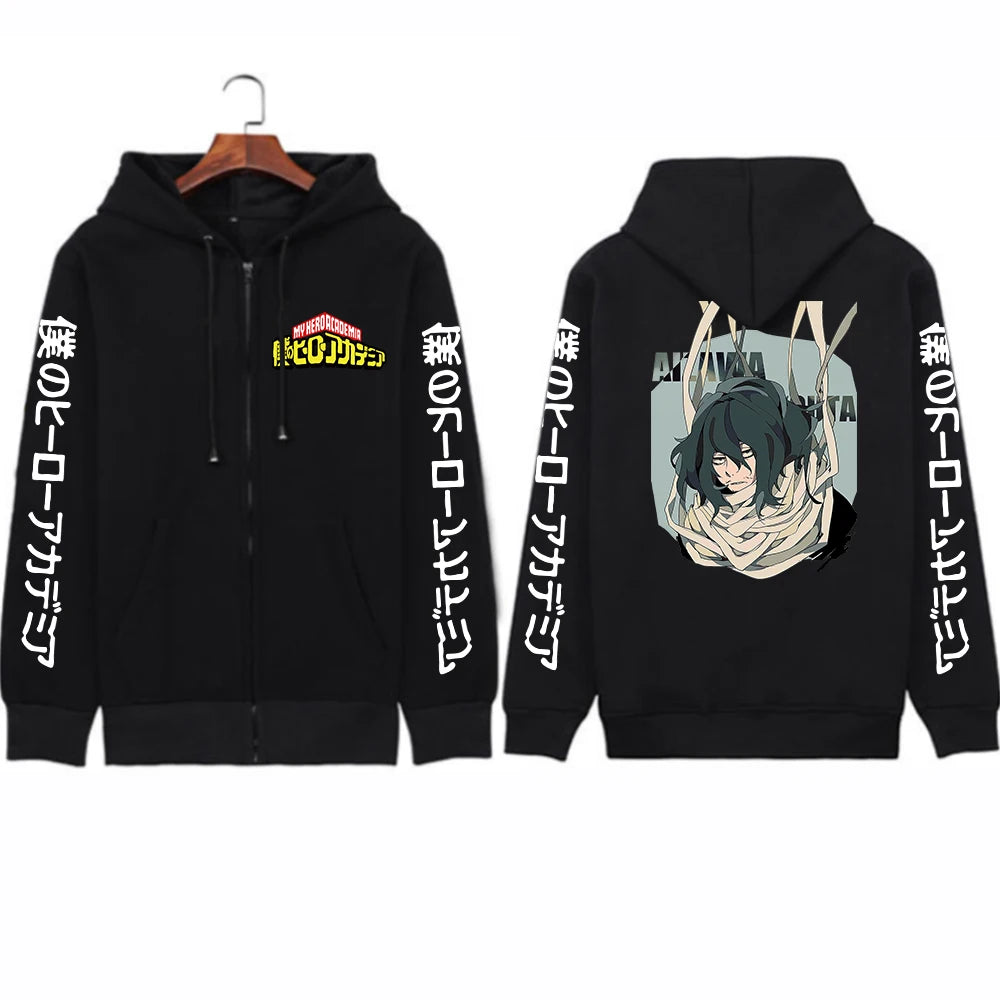 My Hero Academia: Shouta Aizawa Cool Cartoon Men Zipper hoodies Boku no Hero Academia Manga Streetwear Winter Zipper coats