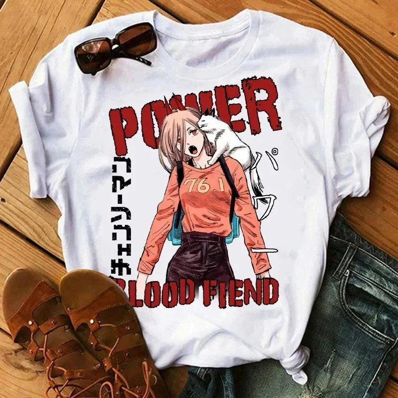 Chainsaw Man: Graphic Print T Shirt Men Women Fashion Casual Crew Neck Short Sleeve Unisex T Shirt