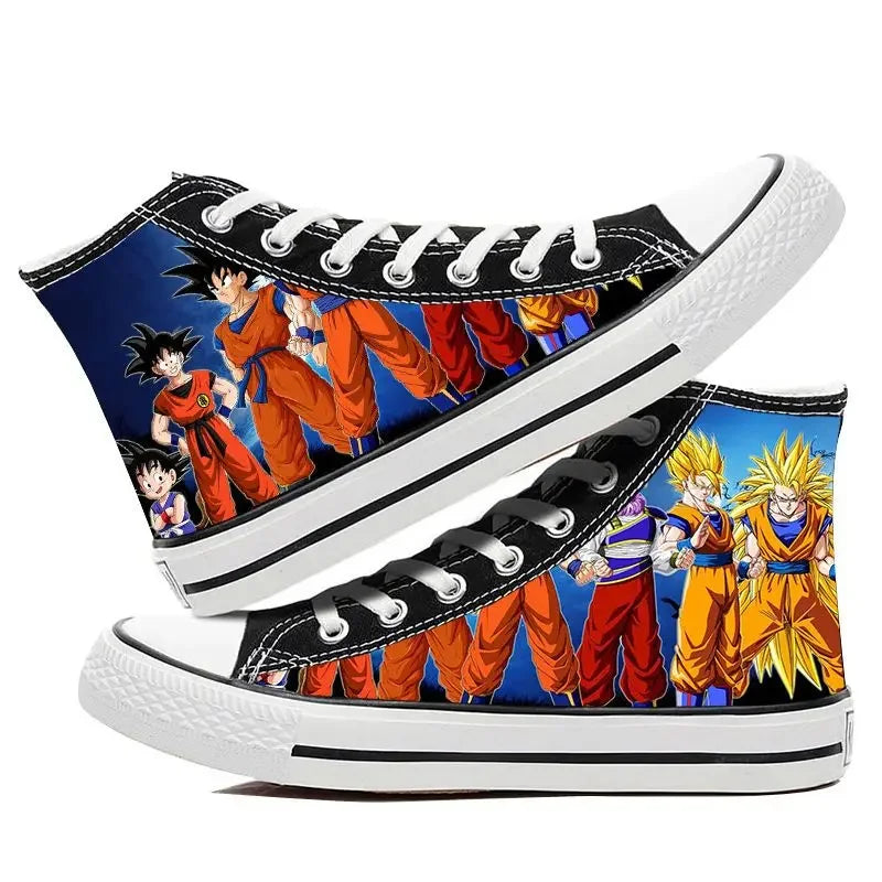 Dragon Ball: Hand-painted graffiti printing men's high-top canvas shoes goku