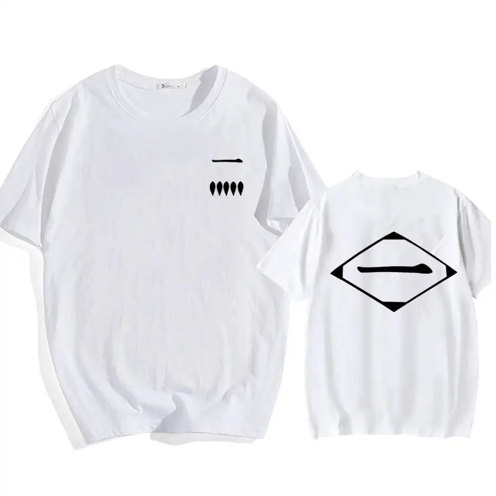 Bleach: Soul Society Print T-shirt Oversized Casual Cotton Black and White Short Sleeves Men's Clothing