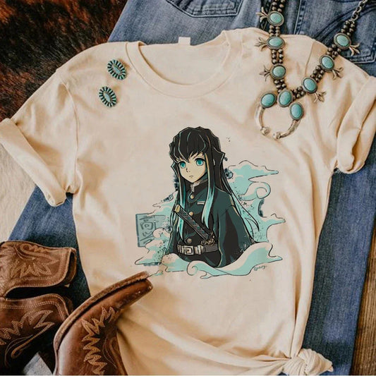 Demon Slayer: Muichiro Tokito t shirt manga summer anime tshirt girl comic anime clothing