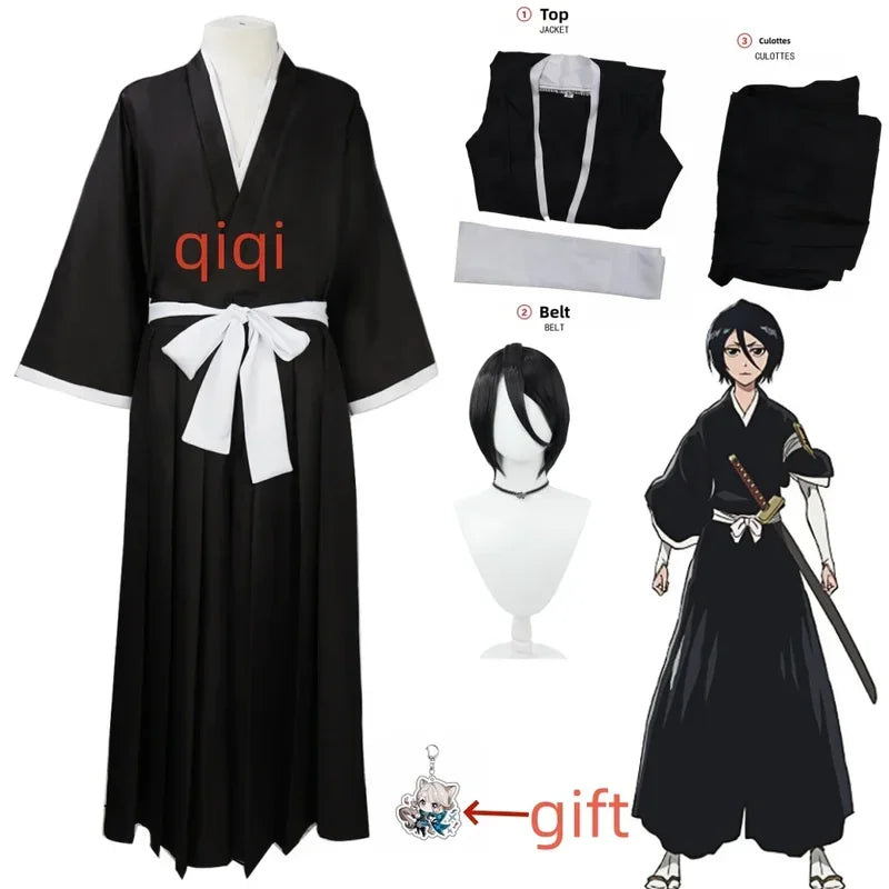 Bleach: Costume Kuchiki Rukia Cosplay Rukia Kuchiki Wigs and Kimono Uniform Sets Die Pa Clothes
