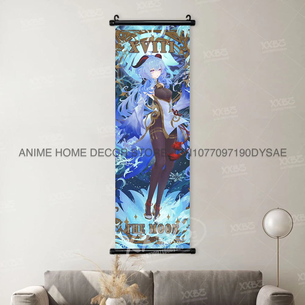 Genshin Impact: Posters Kamizato Ayaka Home Decor Klee Decorative Painting Barbara Scrolls Picture Arataki Itto Wall Artwork Sayu