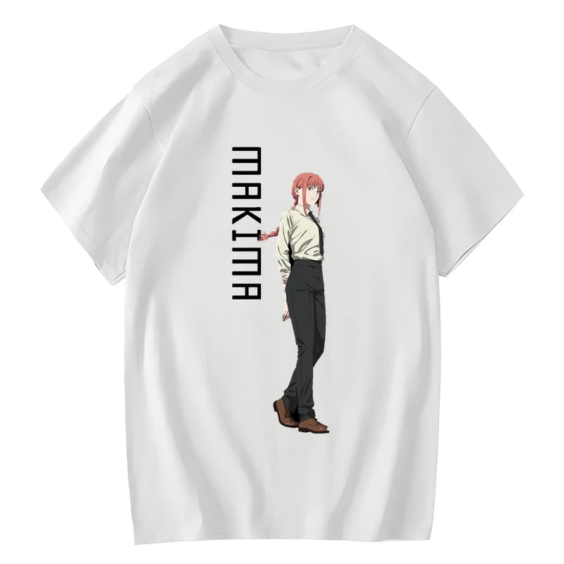 Chainsaw Man: Makima Graphic Printed Top, Unisex Fashion Casual Anime Clothing, Street Daily Top Oversized T-shirt