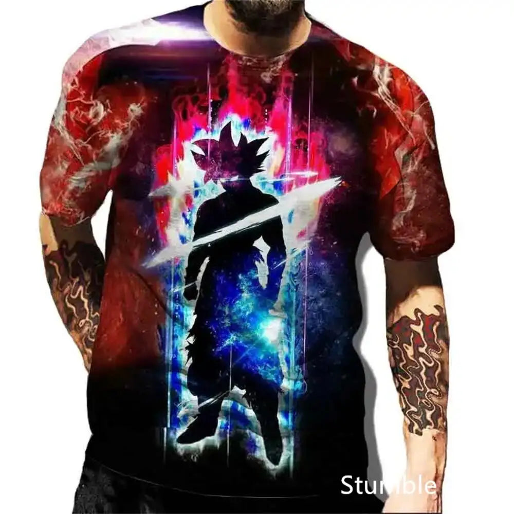 Dragon Ball: Men's 3D Printed Cartoon Tshirt Anime Z Tshirt Summer Harajuku Men Goku Clothes Super Saiya Short Sleeve T-shirt