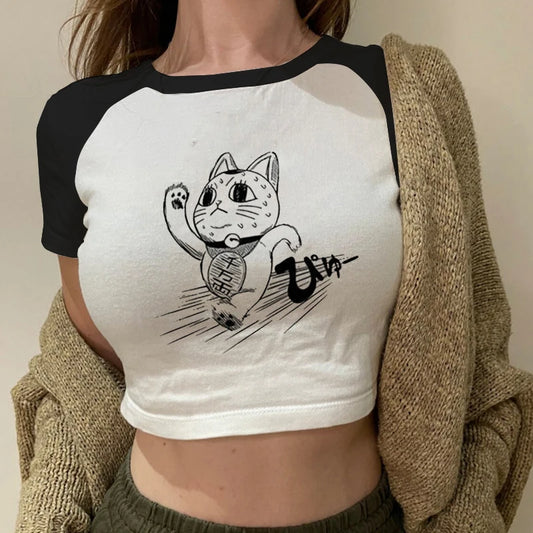 DanDaDan: T Shirt Vintage Washed T-shirts Streetwear Manga Ayase Momo Takakura Ken Crop Tops Tees Clothes