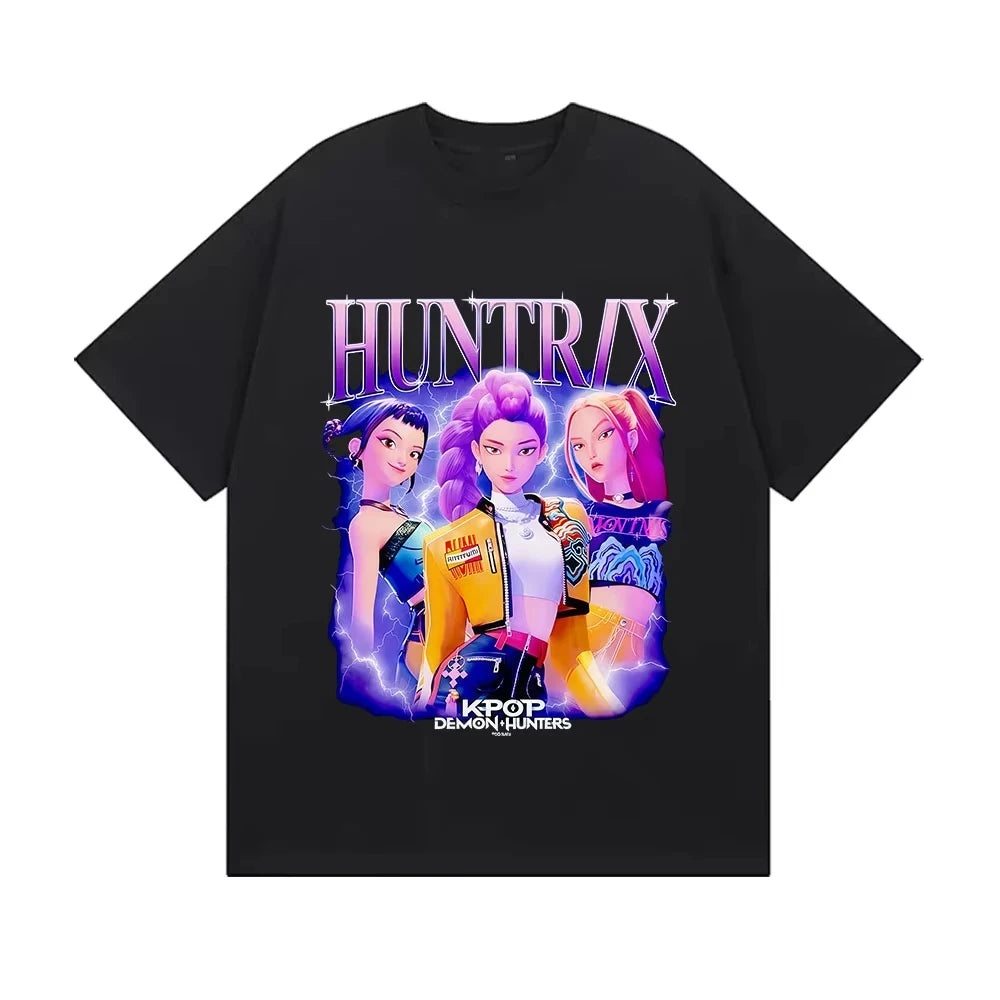 Huntrix Kpop Demon Hunters Movie 2025 Graphics T Shirts Men Women's High Quality Fashion Oversized Cotton T-shirt Harajuku Tops