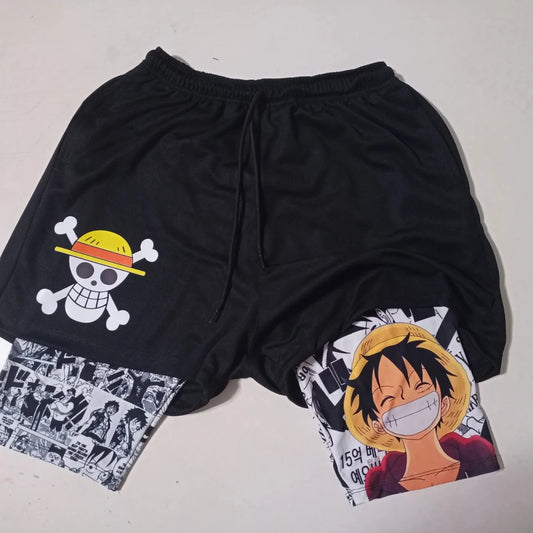 Neon Genesis Evangelion: EVA-01 Shorts Anime Print Double Layer Workout Shorts for Gym Training and Sports
