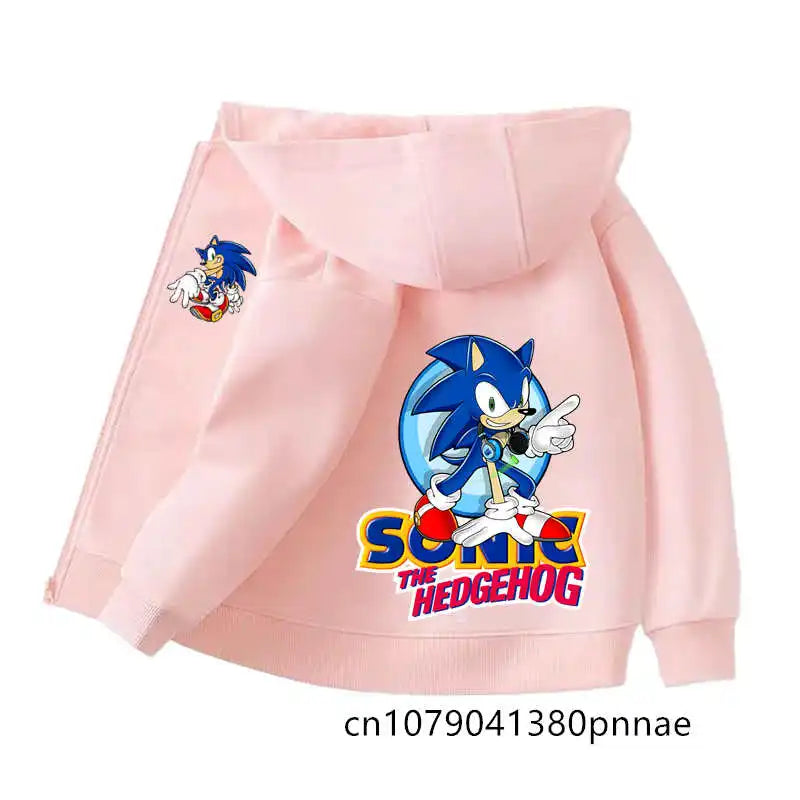 Sonic The Hedgehog: Zipper Hoodie Set Zipper Hoodie Fashion Coat Kids Cartoon Teen Tracksuits Toddler Clothe Sport Suit