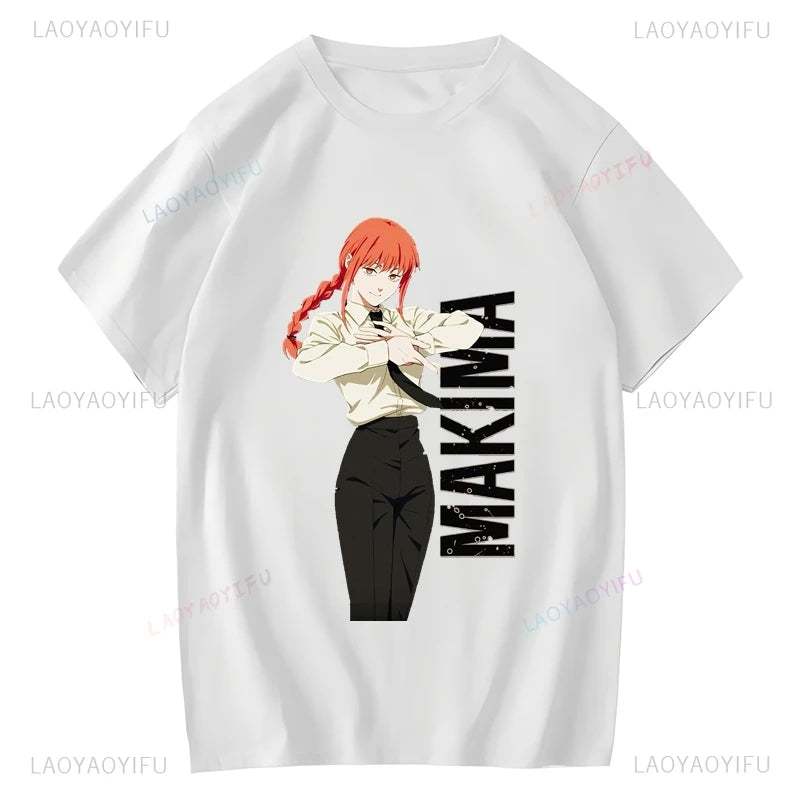 Chainsaw Man: Makima Graphic Printed Top, Unisex Fashion Casual Anime Clothing, Street Daily Top Oversized T-shirt