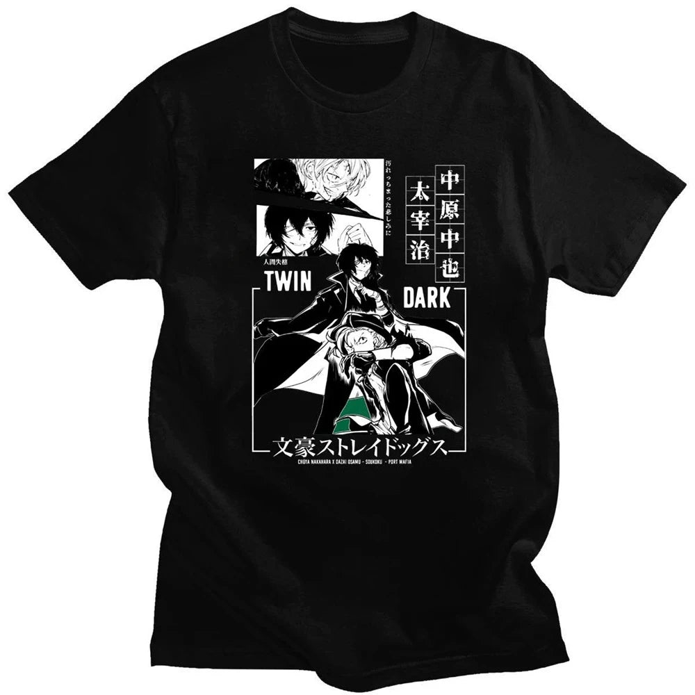 Bungo Stray Dogs: Short Sleeve Anime Men T Shirt Punk High Street T-shirt Tops