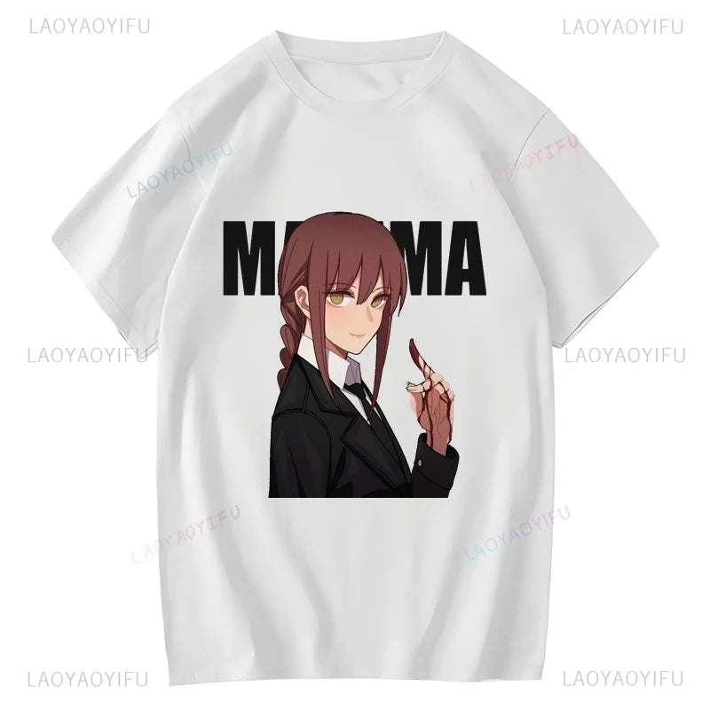 Chainsaw Man: Makima Graphic Printed Top, Unisex Fashion Casual Anime Clothing, Street Daily Top Oversized T-shirt