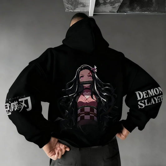 Demon Slayer: Men's Hoodie Sweatshirt Kamado Nezuko Anime Spring Autumn Winter Boy Harajuku Long-sleeved Parent-child Outfit