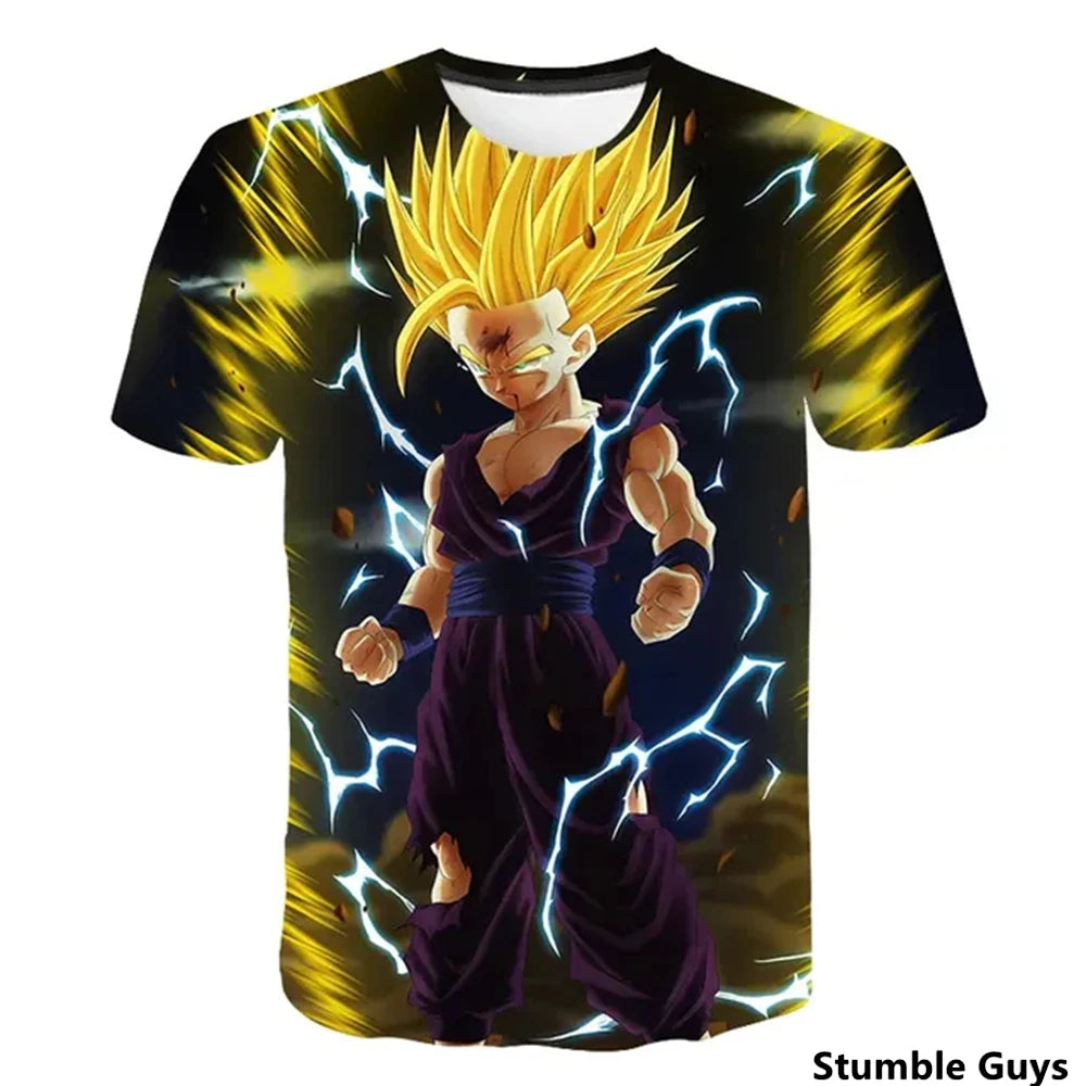Dragon Ball: Men's 3D Printed Cartoon Tshirt Anime Z Tshirt Summer Harajuku Men Goku Clothes Super Saiya Short Sleeve T-shirt