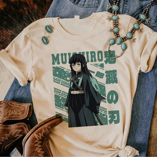 Demon Slayer: Muichiro Tokito t shirt manga summer anime tshirt girl comic anime clothing