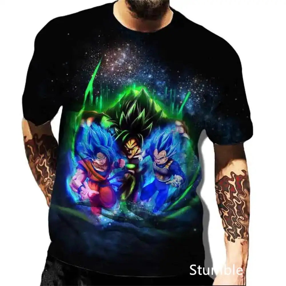Dragon Ball: Men's 3D Printed Cartoon Tshirt Anime Z Tshirt Summer Harajuku Men Goku Clothes Super Saiya Short Sleeve T-shirt
