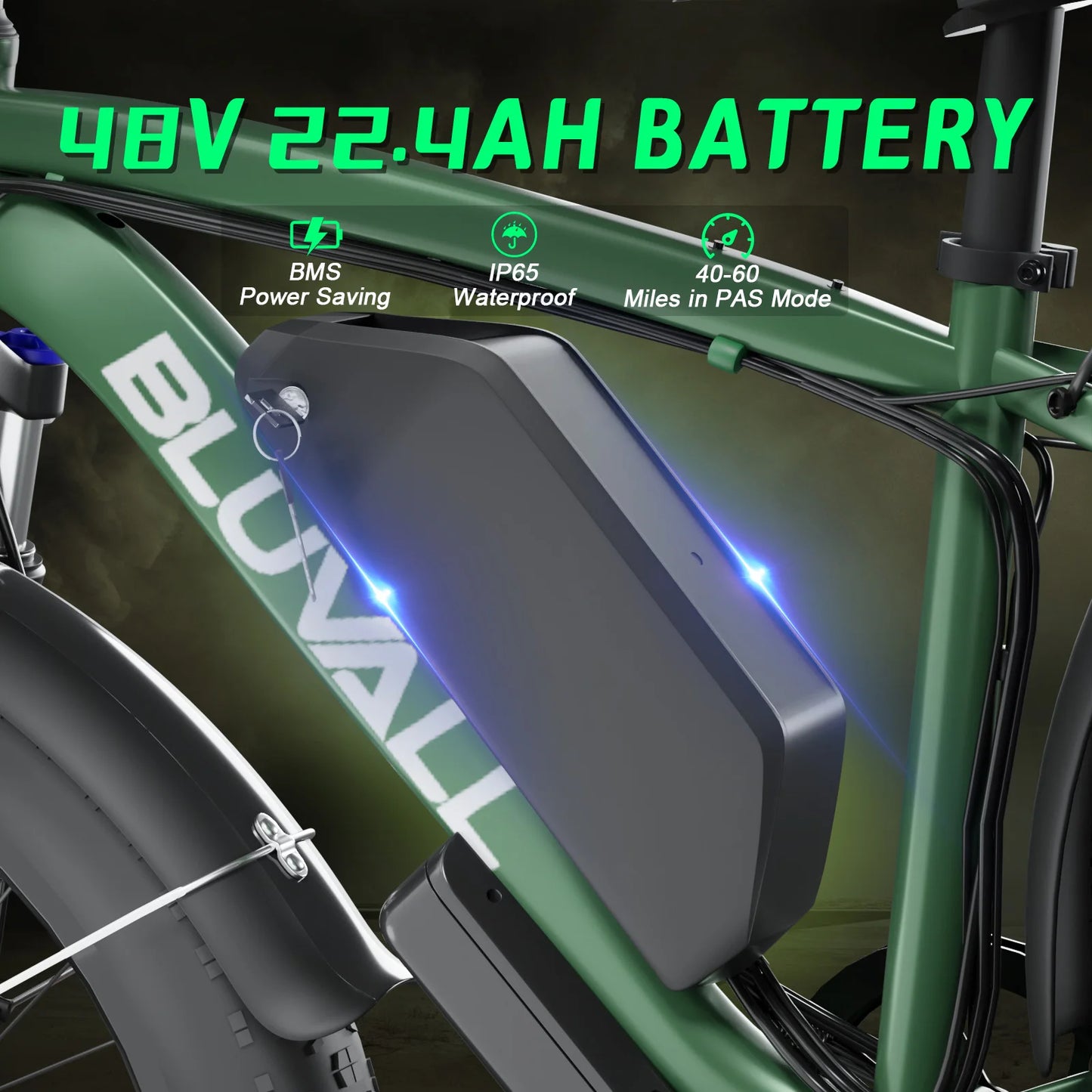 Yowamishi Pedal: BLVALL B1 48V 2000W Full Suspension E-Bike CE Certified 26 Inch Fat Tires Hidden Dual Battery Snow Beach Electric Bicycle