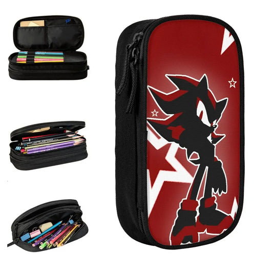 Sonic The Hedgehog: Classic Shadow The Hedgehog Pencil Cases Pencil Pouch Pen for Student Big Capacity Bag Students School Gifts Stationery