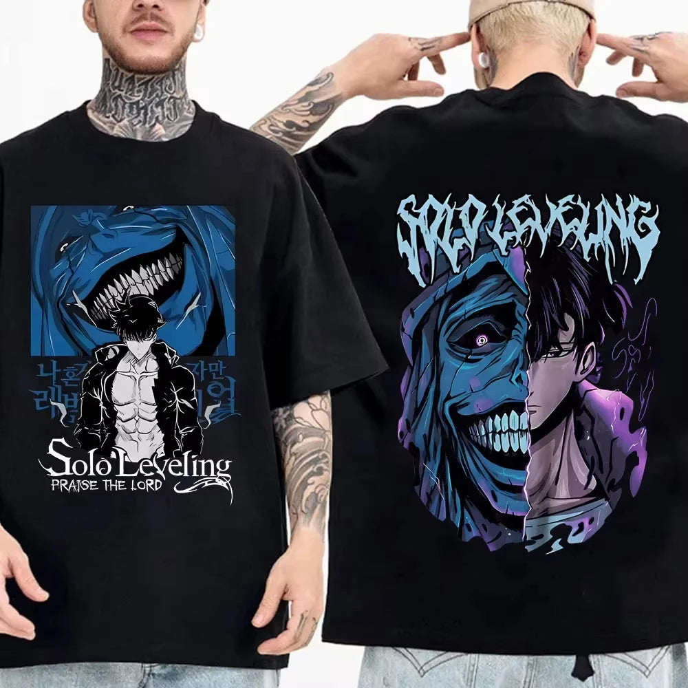 Solo Leveling: T Shirt Men Sung Jinwoo Graphic Tees Harajuku Short Sleeve