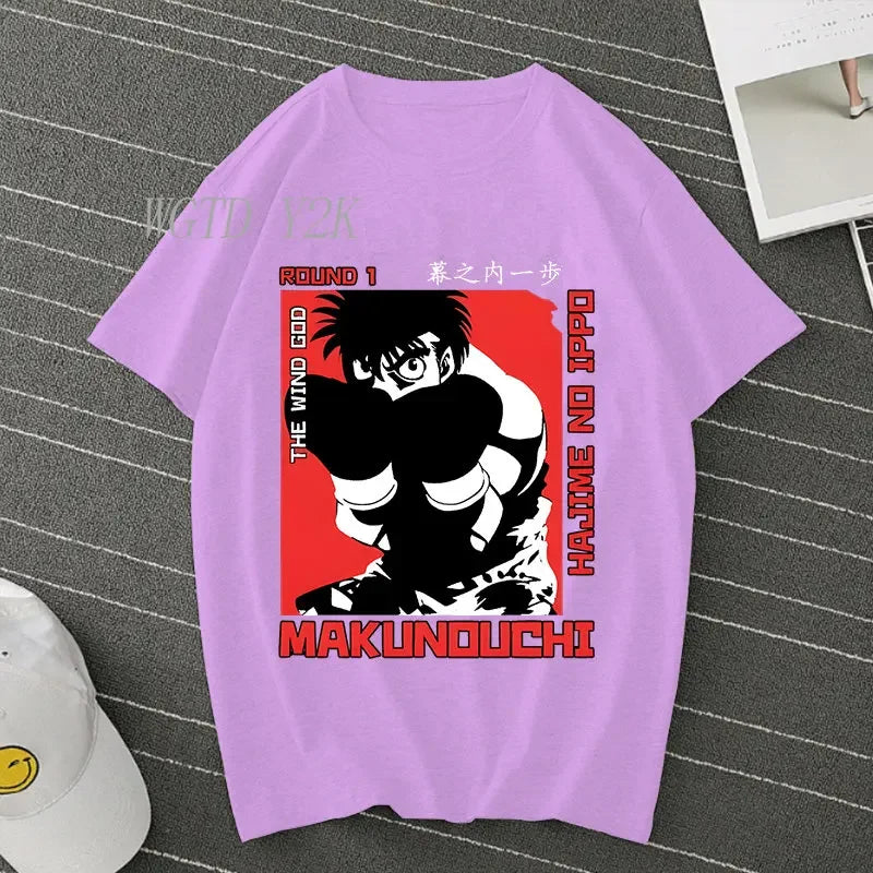 Hajime No Ippo: Kamogawa Boxing Gym T Shirt Men Women Crew Neck Casual Tops Tees Makunouchi Takamura KGB Graphic T-Shirts