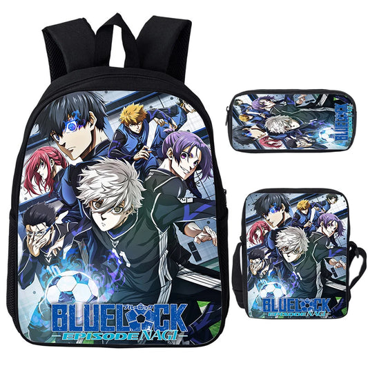 Blue Lock: Isagi Yoichi Backpack Shoulder Bag Pencil Case 3Pcs Set Waterproof Boys Girls Students School Bags Child Bookbag