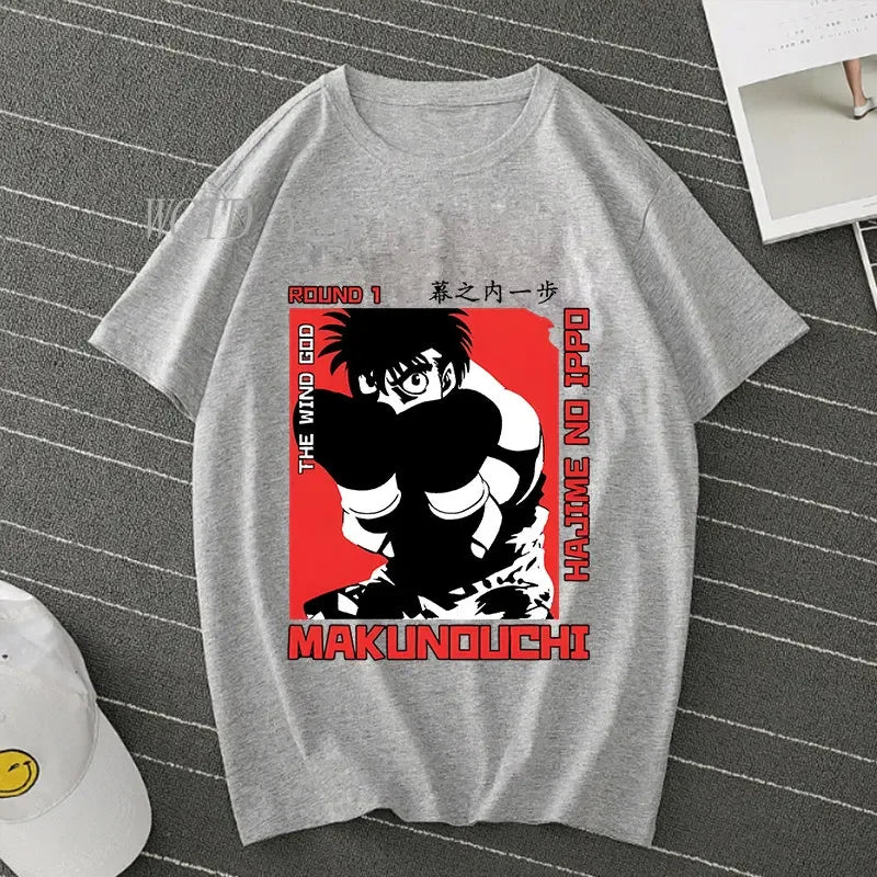 Hajime No Ippo: Kamogawa Boxing Gym T Shirt Men Women Crew Neck Casual Tops Tees Makunouchi Takamura KGB Graphic T-Shirts