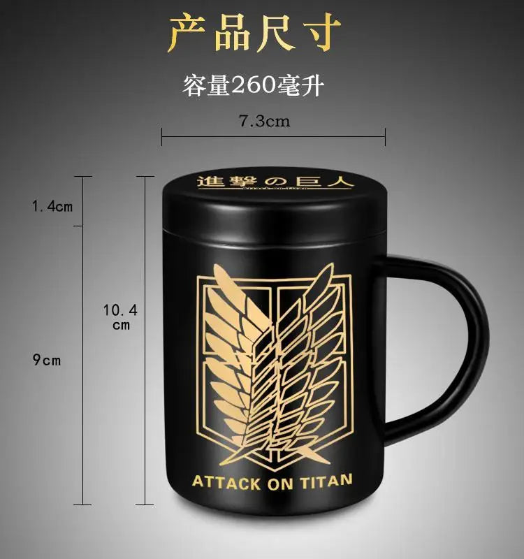 Attack on Titan: peripherals 304 stainless steel mug two-dimensional creative cartoon wings of freedom water cup gift