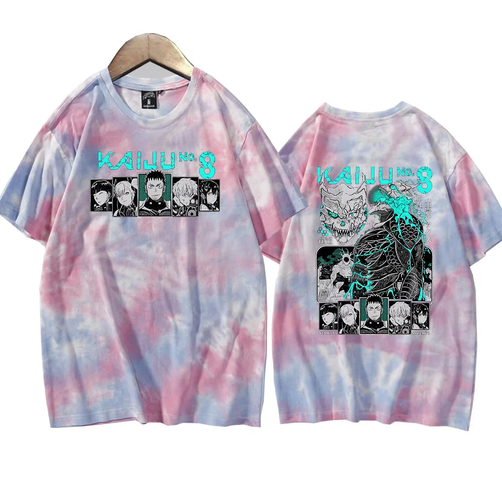 Kaiju No 8: Tie Dye Shirt Unisex Round Neck Short Sleeve Shirt Fans Gift Tee