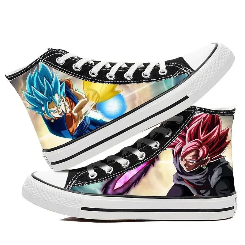 Dragon Ball: Hand-painted graffiti printing men's high-top canvas shoes goku