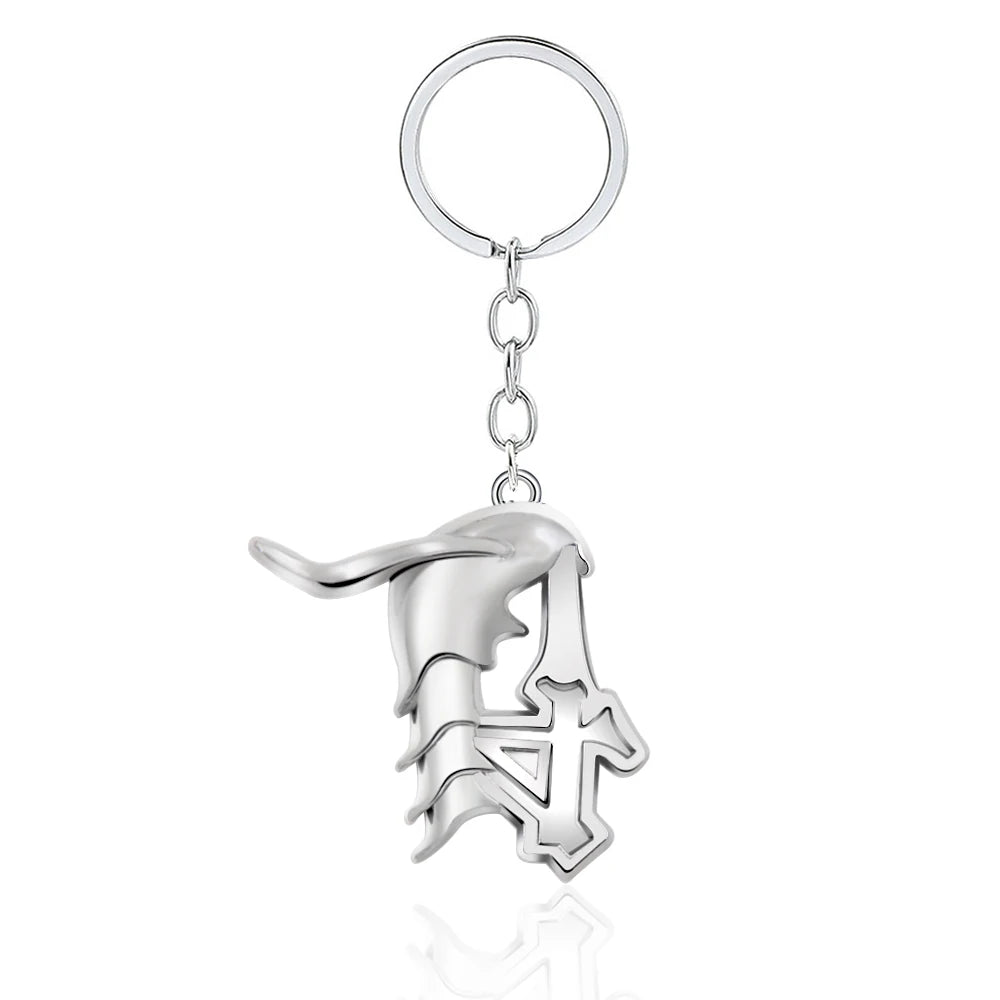 BLEACH: Thousand-Year Blood War Keychain Kurosaki Ichigo Zangetsu Double Blade Weapon Pendant Key Chain for Men Car Keyring Gift