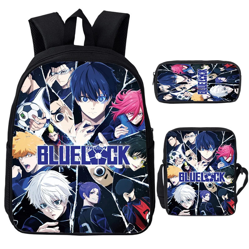 Blue Lock: Isagi Yoichi Backpack Shoulder Bag Pencil Case 3Pcs Set Waterproof Boys Girls Students School Bags Child Bookbag