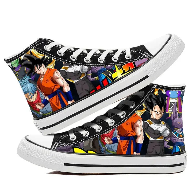 Dragon Ball: Hand-painted graffiti printing men's high-top canvas shoes goku