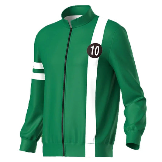 Ben10: Alien Force- Ben Tennyson Cosplay Unisex Sweatshirt Jacket Hoodies Zipper Coat Casual Uniforms Halloween Outfits
