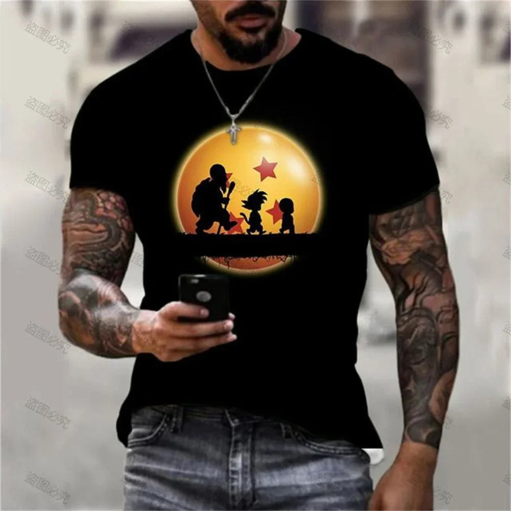 Dragon Ball: Men's 3D Printed Cartoon Tshirt Anime Z Tshirt Summer Harajuku Men Goku Clothes Super Saiya Short Sleeve T-shirt
