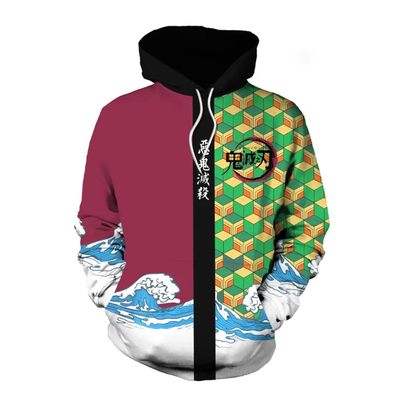 Demon Slaye:r Kimetsu No Yaiba 3D Hoodie Sweatshirts Demon Slayer Agatsuma Zenitsu Tomioka Giyuu Cosplay Men Coat Outfit