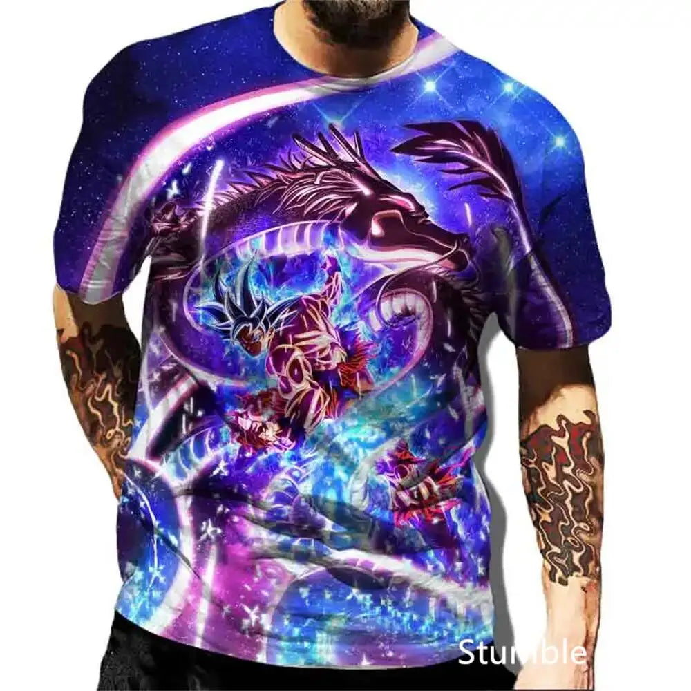 Dragon Ball: Men's 3D Printed Cartoon Tshirt Anime Z Tshirt Summer Harajuku Men Goku Clothes Super Saiya Short Sleeve T-shirt